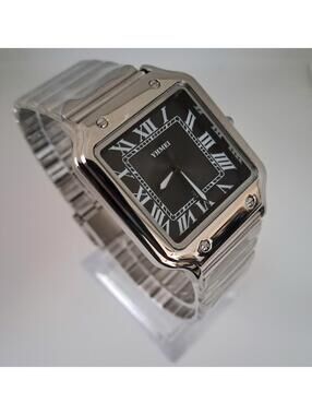 Men's Luxury Square Dial Stainless Black Watch‎